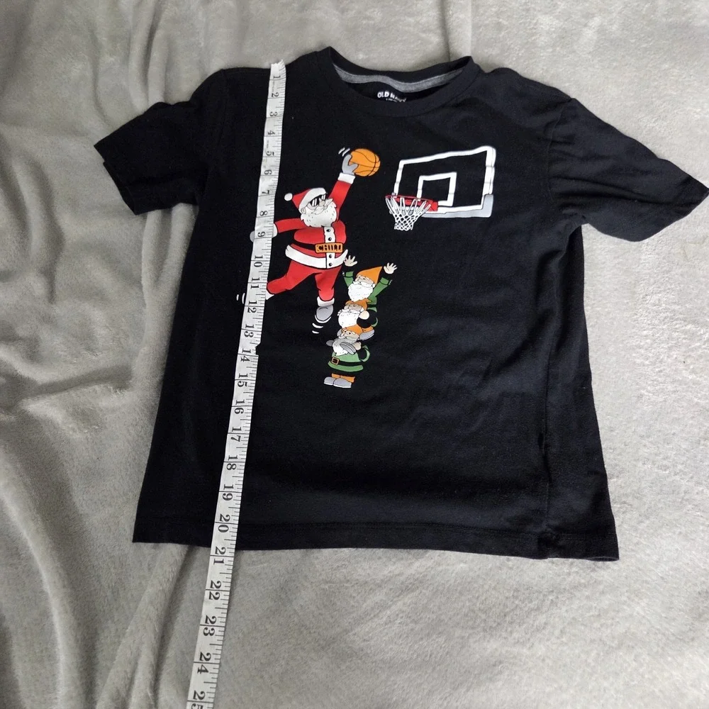 Old Navy Boys Size Large Short Sleeve Crew Neck Graphic T Shirt Black